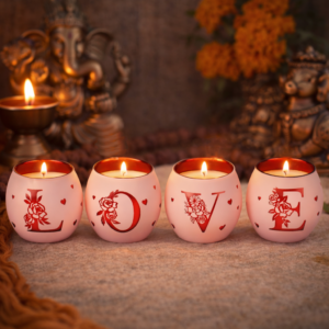 natūralaus sojų vaško žvakės stikliniuose induose romantikai