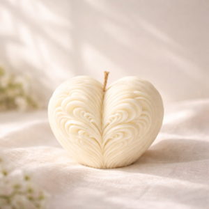 sojų vaško rankų darbo žvakė didelė širdis