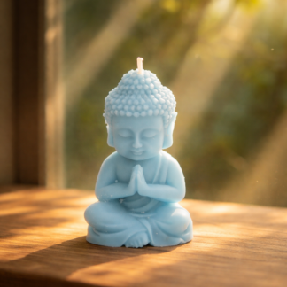 Mini Buda rankų darbo sojų vaško ritualinė žvakė meditacijai