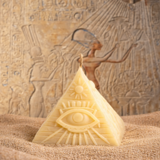 Paslapčių piramidė rankų darbo sojų vaško žvakė meditacijai ar ritualui