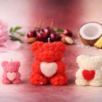 rankų darbo sojų vaško meškinų formos žvakių rinkinys prabangaus kvapo bijūno, pina colada ir vyšnia + migdolas