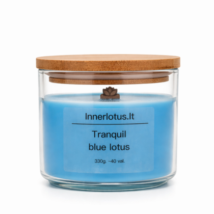 tranquil blue lotus aromaterapine sprangsicios medines dagties soju zvake su ašvaganda, ramunėle, rodiole, mėlynuoju lotosu