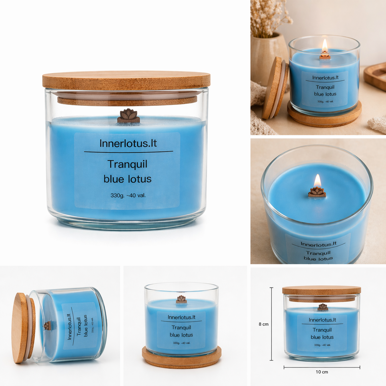 "Blue lotus" funkcinė kokosų ir sojų vaško žvakė - Image 2