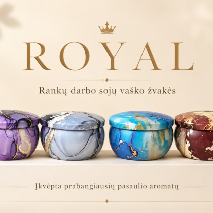 ROYAL - prabangių kvapų sojų vaško žvakės